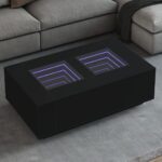 vidaXL Konferenčný stolík s nekonečnými LED čierny 116x69x40 cm