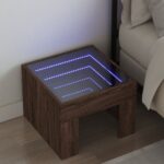 vidaXL Nočný stolík s nekonečnými LED hnedý dub 40x40x30 cm