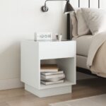 vidaXL Nočný stolík s nekonečnými LED biely 40x40x50 cm – Obrázok 4