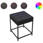 vidaXL Nočný stolík s nekonečnými LED čierny 40x40x51 cm – Obrázok 2