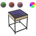 vidaXL Nočný stolík s nekonečnými LED dub sonoma 40x40x51 cm – Obrázok 2