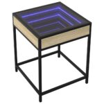 vidaXL Nočný stolík s nekonečnými LED dub sonoma 40x40x51 cm – Obrázok 3