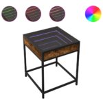 vidaXL Nočný stolík s nekonečnými LED dymový dub 40x40x51 cm – Obrázok 2