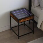 vidaXL Nočný stolík s nekonečnými LED dymový dub 40x40x51 cm