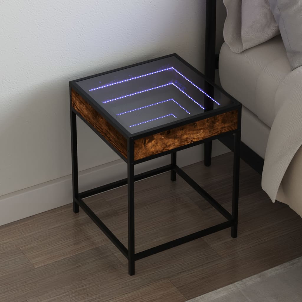 VXL8721102691331_m_en_hd_1.jpg vidaXL Nočný stolík s nekonečnými LED dymový dub 40x40x51 cm – Obrázok 1