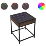 vidaXL Nočný stolík s nekonečnými LED hnedý dub 40x40x51 cm – Obrázok 2