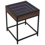 vidaXL Nočný stolík s nekonečnými LED hnedý dub 40x40x51 cm – Obrázok 3