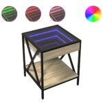 vidaXL Nočný stolík s nekonečnými LED dub sonoma 40x40x49 cm – Obrázok 2