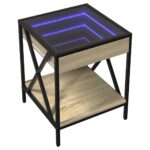 vidaXL Nočný stolík s nekonečnými LED dub sonoma 40x40x49 cm – Obrázok 3