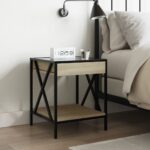 vidaXL Nočný stolík s nekonečnými LED dub sonoma 40x40x49 cm – Obrázok 4