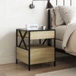 vidaXL Nočný stolík s nekonečnými LED dub sonoma 40x40x51 cm – Obrázok 4