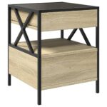 vidaXL Nočný stolík s nekonečnými LED dub sonoma 40x40x51 cm – Obrázok 8