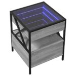 vidaXL Konferenčný stolík s nekonečnými LED sivý sonoma 40x40x51 cm – Obrázok 3