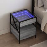 vidaXL Konferenčný stolík s nekonečnými LED sivý sonoma 40x40x51 cm