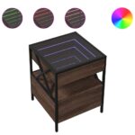 vidaXL Nočný stolík s nekonečnými LED hnedý dub 40x40x51 cm – Obrázok 2