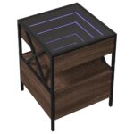 vidaXL Nočný stolík s nekonečnými LED hnedý dub 40x40x51 cm – Obrázok 3