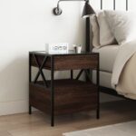 vidaXL Nočný stolík s nekonečnými LED hnedý dub 40x40x51 cm – Obrázok 4
