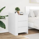 vidaXL Nočný stolík biely 45x50x65 cm kompozitné drevo – Obrázok 3