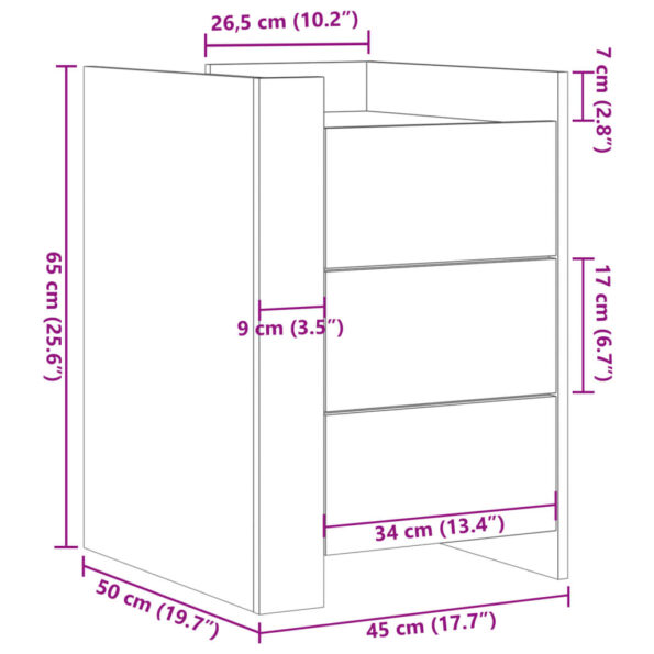 vidaXL Nočný stolík biely 45x50x65 cm kompozitné drevo – Obrázok 11
