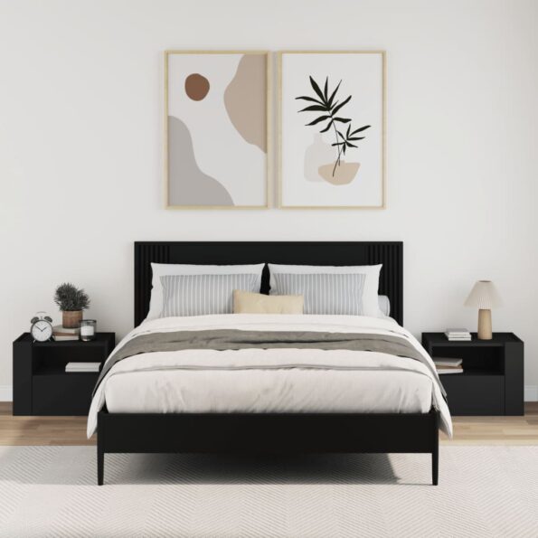 vidaXL Nástenné nočné stolíky 2 ks čierne 45x30x35 cm – Obrázok 3