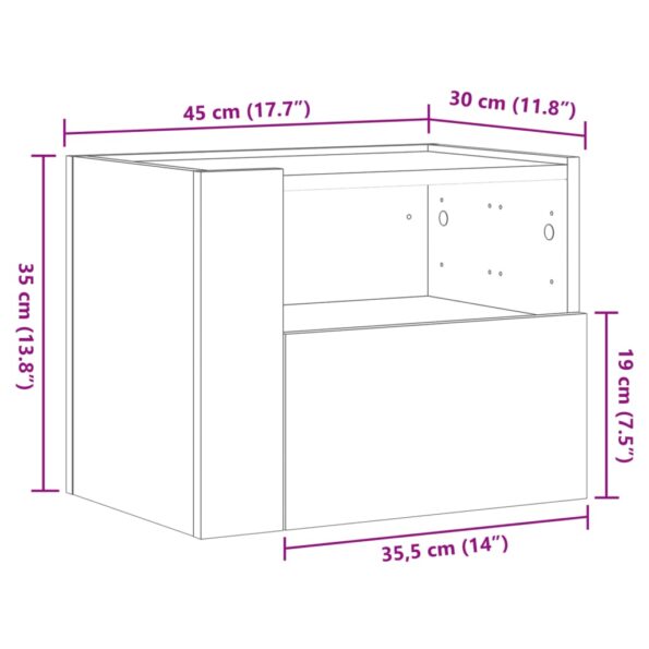 vidaXL Nástenné nočné stolíky 2 ks dub sonoma 45x30x35 cm – Obrázok 12