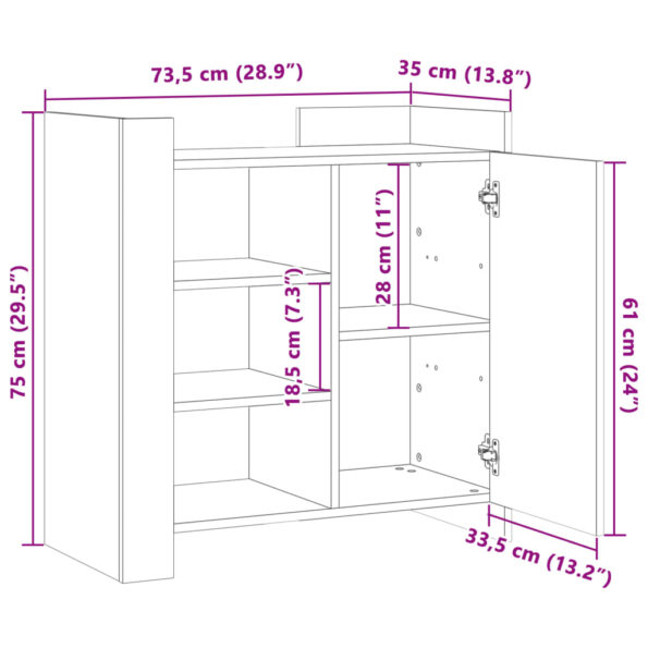 vidaXL Komoda dymový dub 73,5x35x75 cm kompozitné drevo – Obrázok 11