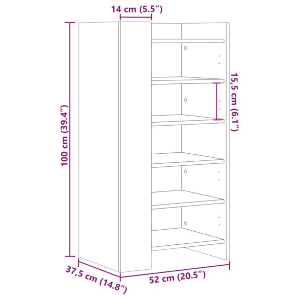 vidaXL Botník biely 52x37,5x100 cm kompozitné drevo – Obrázok 10