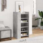 vidaXL Botník betónovo sivý 52x37,5x100 cm kompozitné drevo – Obrázok 3