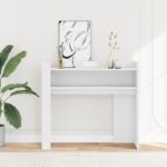 vidaXL Konzolový stolík biely 100x35x90 cm kompozitné drevo – Obrázok 3