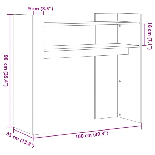 vidaXL Konzolový stolík biely 100x35x90 cm kompozitné drevo – Obrázok 8