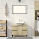 vidaXL Umývadlová skrinka dub sonoma 80x33x60 cm kompozitné drevo – Obrázok 3