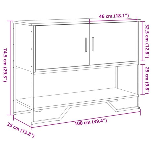 vidaXL Konzolový stolík dymový dub 100x35x74,5 cm kompozitné drevo – Obrázok 10
