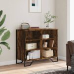 vidaXL Komoda dymový dub 91x35,5x74,5 cm kompozitné drevo – Obrázok 3