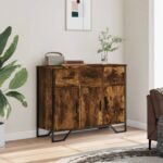 vidaXL Komoda dymový dub 97x32,5x74,5 cm kompozitné drevo – Obrázok 3