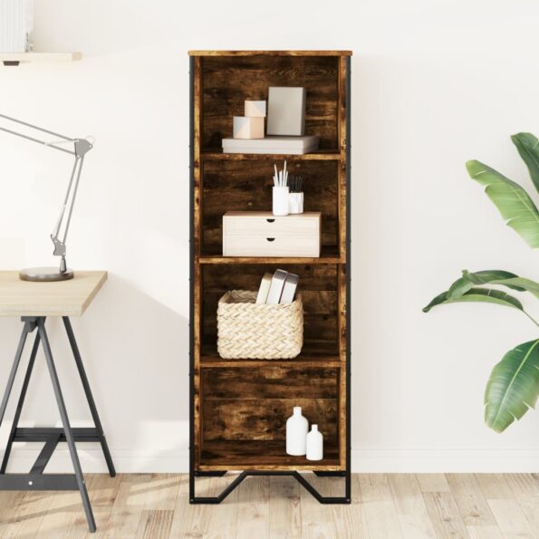 vidaXL Knižnica dymový dub 50x31x137,5 cm kompozitné drevo – Obrázok 3