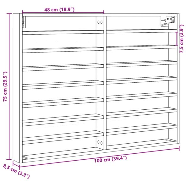 vidaXL Vitrína čierna 100x8,5x75 cm kompozitné drevo – Obrázok 10