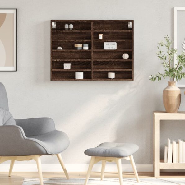 vidaXL Vitrína hnedý dub 80x8,5x58 cm kompozitné drevo – Obrázok 3