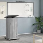 vidaXL Rečnícky pult kolieska a zásuvka sivý sonoma 55x55x107 cm drevo – Obrázok 3