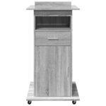 vidaXL Rečnícky pult kolieska a zásuvka sivý sonoma 55x55x107 cm drevo – Obrázok 4