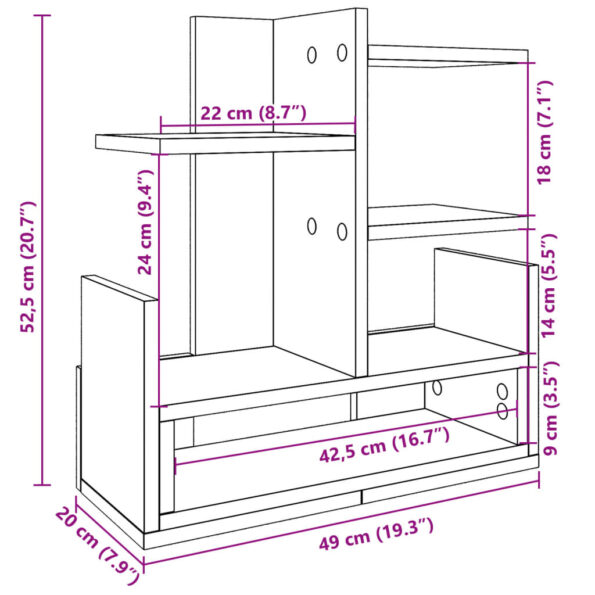 vidaXL Organizér na stôl, čierny 49x20x52,5 cm, kompozitné drevo – Obrázok 9