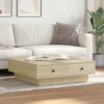 vidaXL Konferenčný stolík dub sonoma 90x90x28 cm drevotrieska – Obrázok 3