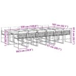 vidaXL 13-dielna záhrad. jedálenská súprava s vankúšmi čierna textilén – Obrázok 9
