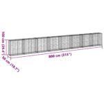 vidaXL Gabiónový kôš s krytom 800x50x100 cm pozinkované železo – Obrázok 7