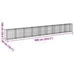 vidaXL Gabiónový kôš s krytom 900x50x100 cm pozinkované železo – Obrázok 7
