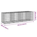 vidaXL Gabiónový kôš s krytom 350x100x100 cm pozinkované železo – Obrázok 7