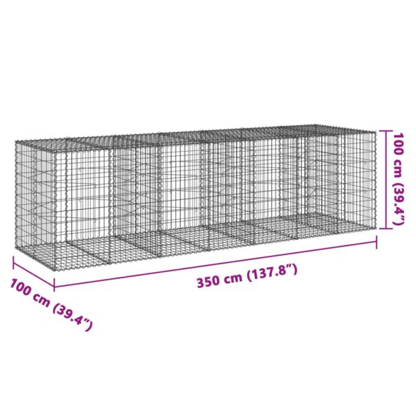 vidaXL Gabiónový kôš s krytom 350x100x100 cm pozinkované železo – Obrázok 7