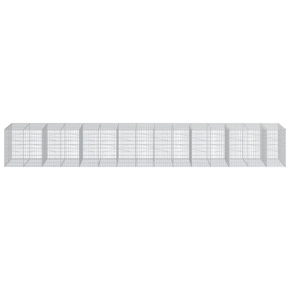 vidaXL Gabiónový kôš s krytom 750x100x100 cm pozinkované železo – Obrázok 3