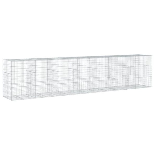 vidaXL Gabiónový kôš s krytom 700x100x150 cm pozinkované železo – Obrázok 5