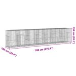 vidaXL Gabiónový kôš s krytom 700x100x150 cm pozinkované železo – Obrázok 7