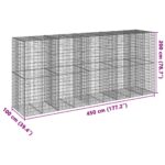 vidaXL Gabiónový kôš s krytom 450x100x200 cm pozinkované železo – Obrázok 7